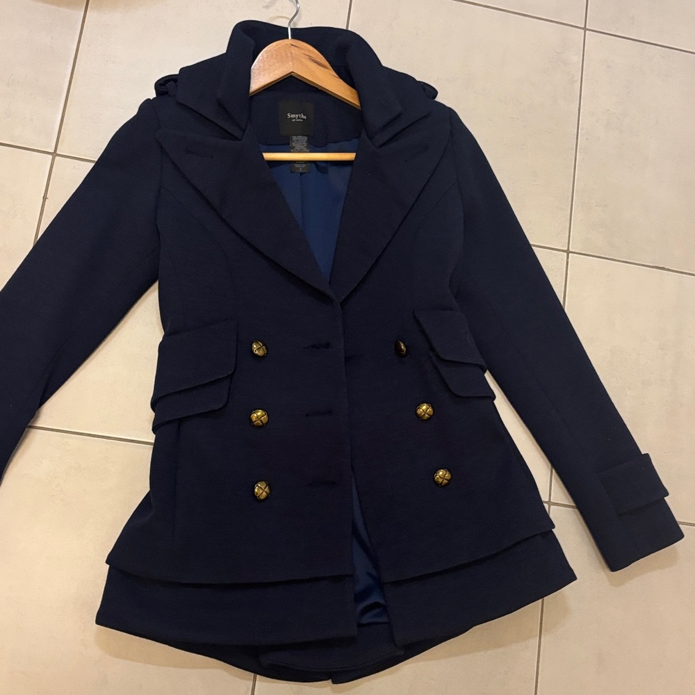 Smythe navy blue blazer with gold buttons